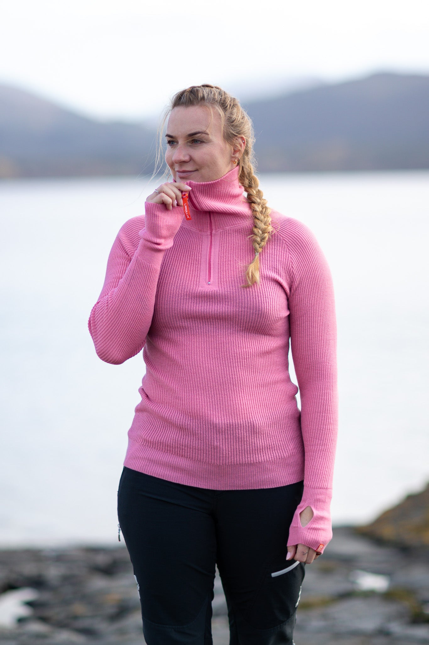 Lanullva Havbris 2.0 Ulltrøye Half Zip, Rosa