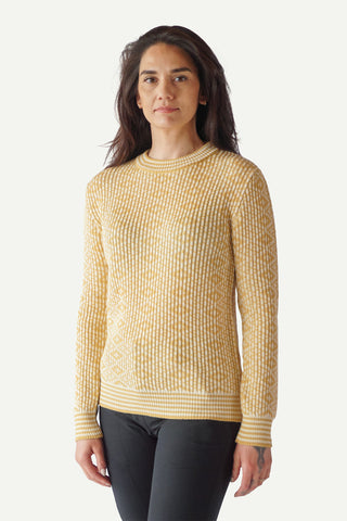 Lanullva Mønsterstrikket Ullgenser Crewneck, Smørblomst