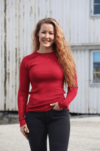 Havbris 2.0 Ulltrøye Crewneck, Bringebær Melert