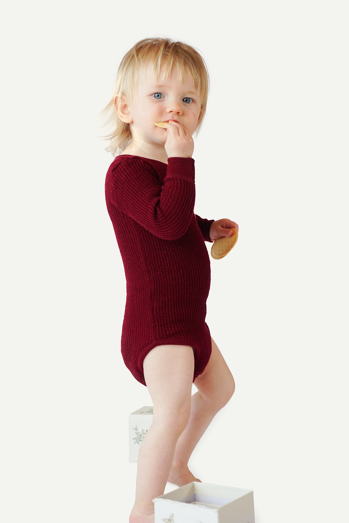 Lanullva Havbris 2.0 Ull Babybody, Vinrød