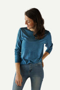Basic T-Skjorte Dame Long Sleeve, Arktis Blå