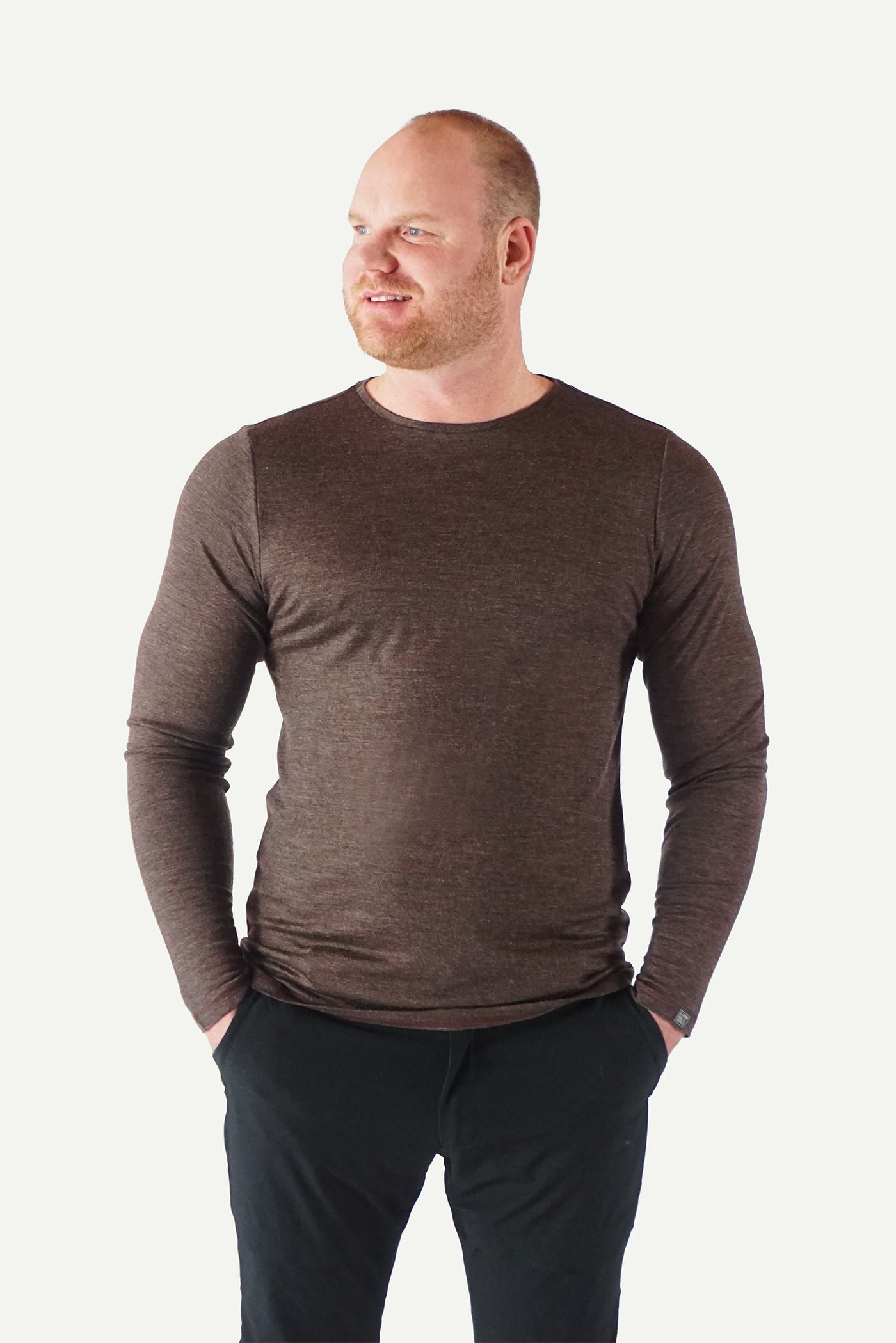 Lanullva Basic T-Skjorte Herre Long Sleeve, Bark