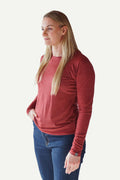 Basic T-Skjorte Dame Long Sleeve, Vinrød