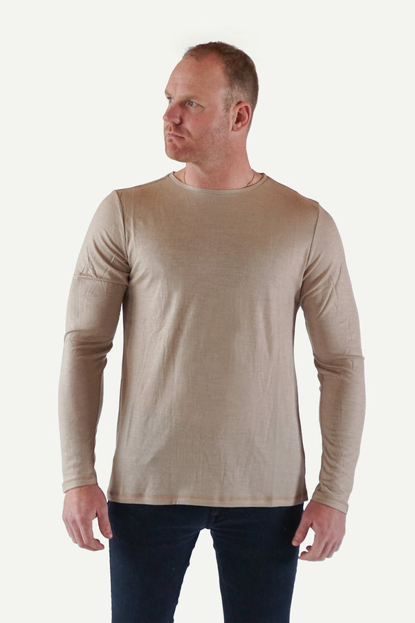 Lanullva Basic T-Skjorte Herre Long Sleeve, Linen