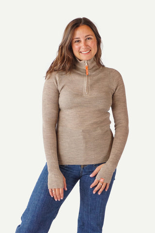 Lanullva Havbris 2.0 Ulltrøye Half Zip, Linen