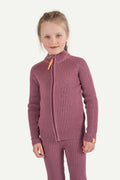 Hustadvika 2.0 Ullcardigan Zip Barn, Lyng Rosa
