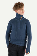 Hustadvika 2.0 Ullgenser Half Zip Junior, Atlanterhavsblå