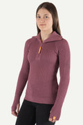 Hustadvika 2.0 Ullgenser Half Zip Junior, Lyng Rosa