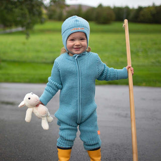 Hustadvika Ull Barnedress Zip, Aqua-Lanullva