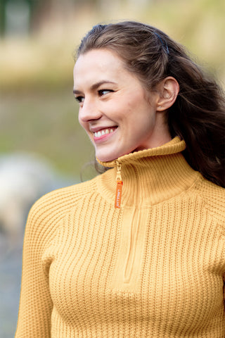 Lanullva Hustadvika 2.0 Ullgenser Half Zip, Smørblomst