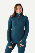 Hustadvika 2.0 Ullgenser Half Zip, Bergblå