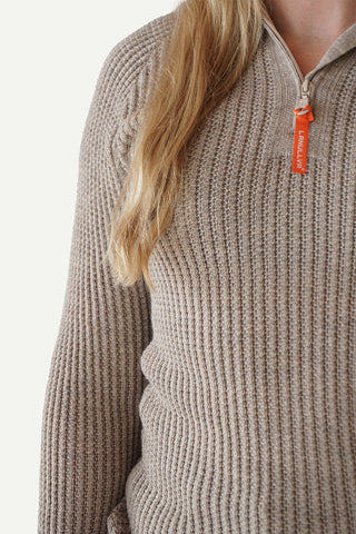 Lanullva Hustadvika 2.0 Ullgenser Half Zip, Linen