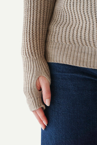 Lanullva Hustadvika 2.0 Ullgenser Half Zip, Linen