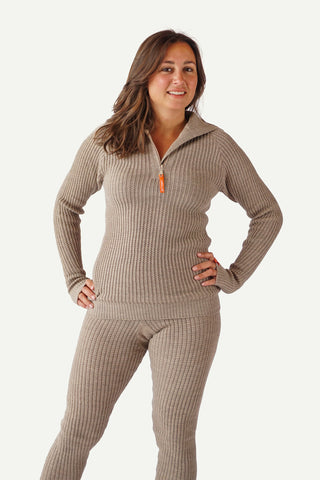 Lanullva Hustadvika 2.0 Ullgenser Half Zip, Linen