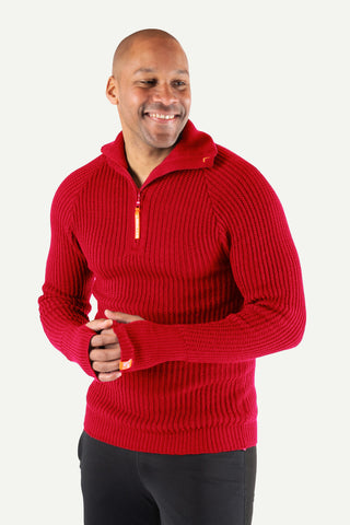 Lanullva Hustadvika 2.0 Ullgenser Half Zip, Tyttebær