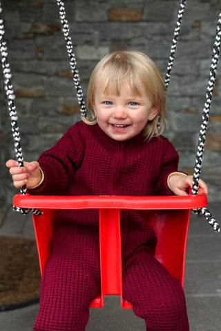Lanullva Hustadvika 2.0 Ull Babydress Zip, Vinrød