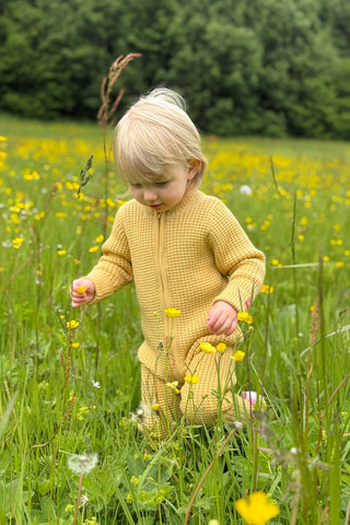 Lanullva Hustadvika 2.0 Ull Babydress Zip, Smørblomst