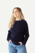 Klassisk 2.0 Strikkegenser Dame, Nattblå