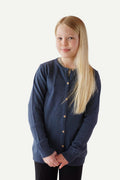 Klassisk 2.0 Ullcardigan Barn, Atlanterhavsblå