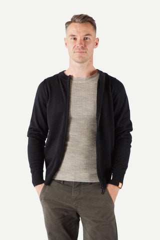 Klassisk 2.0 Ullcardigan Herre Zip, Sort-Lanullva