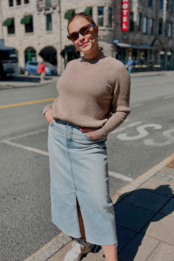 Lanullva Klassisk 2.0 Strikkegenser Dame, Linen