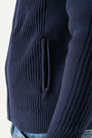 Lanullva Klassisk 2.0 Tykk Ullcardigan Herre Zip, Nattblå