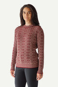 Mønsterstrikket Ullgenser Crewneck, Vinrød
