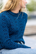 Mønsterstrikket Ullgenser Crewneck, Arktisk Blå