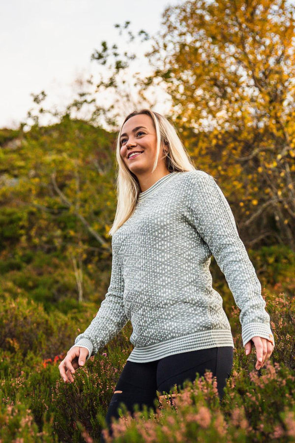 Lanullva Mønsterstrikket Crewneck, Offwhite-Lanullva