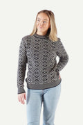 Mønsterstrikket Ullgenser Crewneck, Sort