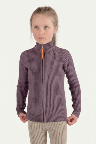 Hustadvika 2.0 Ullcardigan Zip Barn i Lavendel