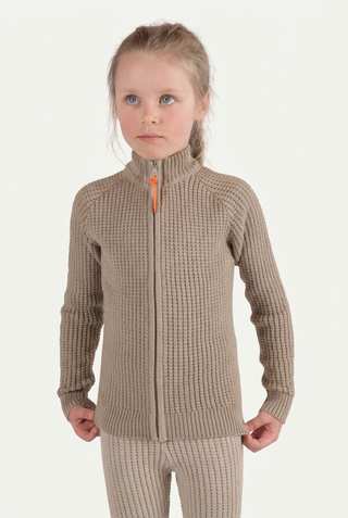 Hustadvika 2.0 Ullcardigan Zip Barn i Linen