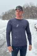 Basic T-Skjorte Herre Long Sleeve, Nattblå