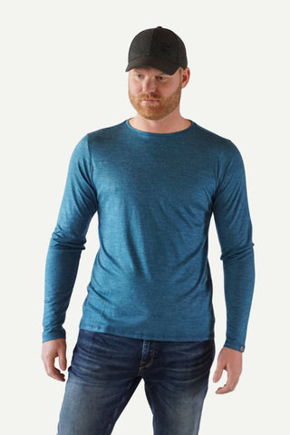 Lanullva Basic T-Skjorte Herre Long Sleeve, Arktis Blå