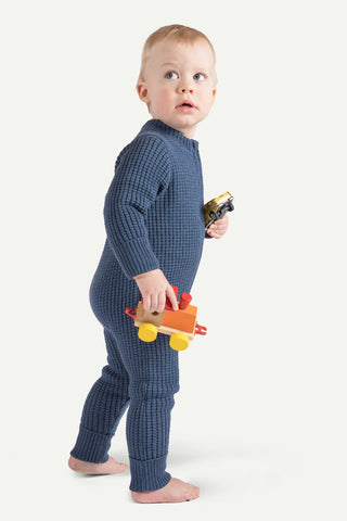 Lanullva Hustadvika 2.0 Ull Babydress Zip, Atlanterhavsblå