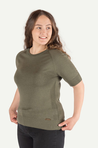 Lanullva Klassisk 2.0 Ull T-skjorte Dame, Skogsgrønn